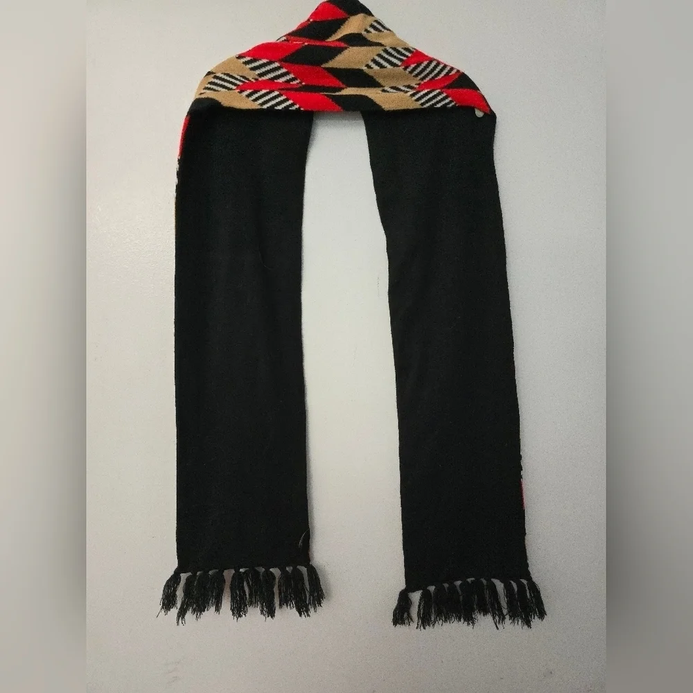 Vera Bradley Knit Jacquard Scarf Red Black Sofia Chevron Fringed Boho